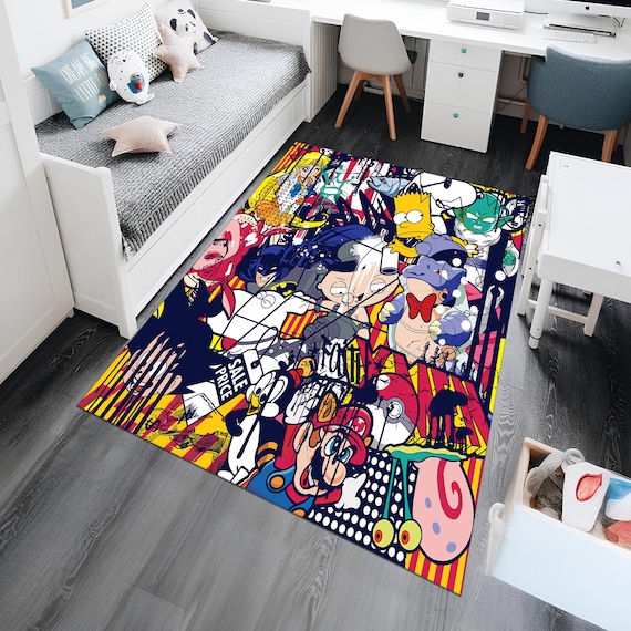 Pop Art Rug,Anime Rug,Graffiti Rug,Colorful Art Rug,Popular Rug,Unique Rug,Cool Rugs,Modern Rug,Custom Rug,Area Rugs,Kids Rug,Gifts for Her