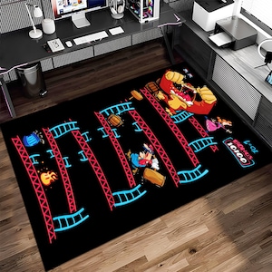 Retro Game Rug, 2D Game Rug,Gaming Rug,Colorful Rug,Play Room Rug, Game Decor, Custom Rug,Retro Gaming,Arcade Game Rug,Area Rug,Gaming Gifts