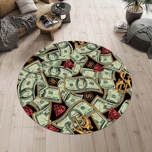 Money Rug,Dollar Rug,Diamond Rug,Round Rug,Colorful Rug,Cool Rugs,Popular Rug,Money Decor,Custom Rug,Area Rugs,Office Carpet,Gift for Her