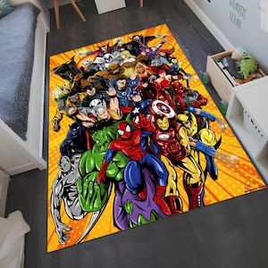 Marvel,Marvel Characters Rug,Movie Rug,Fantastic Rug,Movie Decor,Colorful Rug,Hypebeast Rug,Unique Rug,Area Rug,Kids Room Rug,Gifts for Her