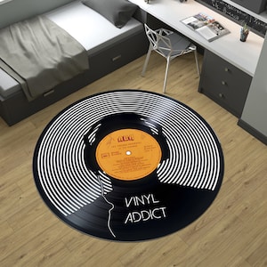 Record Rug,Vinyl Record Rug,Sun Rug,Music Rug,Music Decor,Round Rug,Modern Rug,Gift for Her,Custom Rug,Personalized Gifts,Area Rugs
