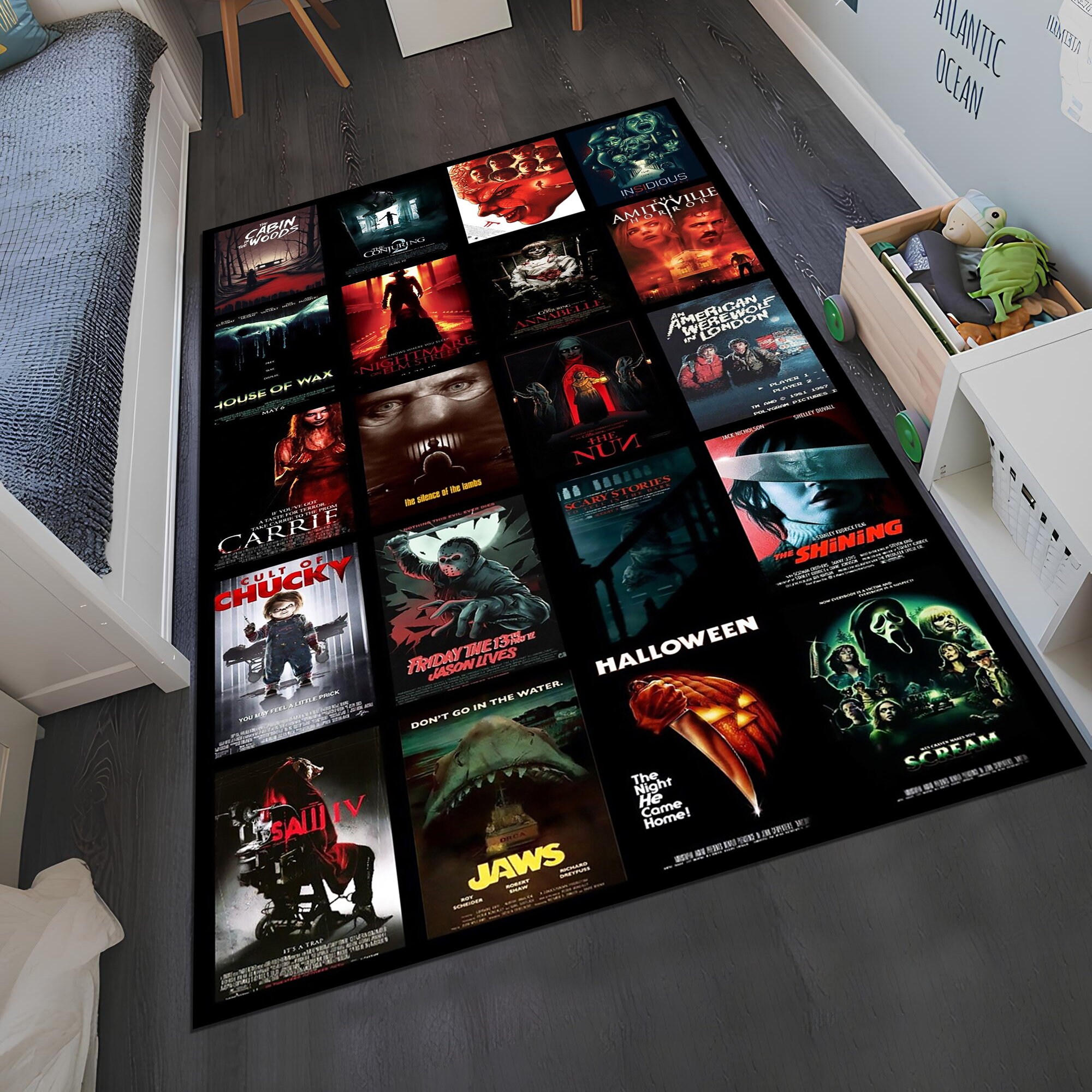 Horror Movie Rug,Movie Rug,Horror Rug,Fear Rug,Popular Rug,Cool Rugs,Fantastic Rug,Horror Decor,Gothic Rug,Unique Rug,Area Rugs,Gift for her