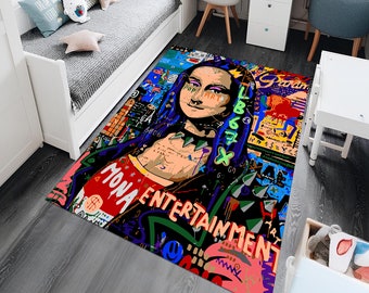 Tappeto Pop Art, tappeto Graffiti, tappeto artistico colorato, tappeto da donna, tappeto unico, tappeto fantastico, tappeto moderno, tappeto personalizzato, tappeto da salotto, regali per lui
