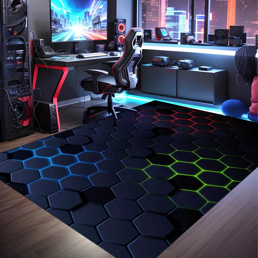 Gaming Rug Full View Gamer Rug,gaming Rug,game Rug,geometric Rug,colorful Rug,play Room Rug ...