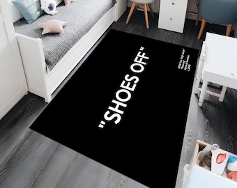 Shoes Off Rug, Black Rug, Shoes Rug, Shoes Room Rug, Area Rug, Unique Rugs,Cool Rugs,Best Seller Rug,Green Rug,Awesome Room Rug,Gift for Her