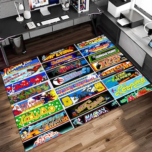Retro Games Rug,Game Rug,Gaming Rug,Colorful Rug,Play Room Rug,Game Decor,Custom Rug,Retro Gaming,Arcade Game Rug, Area Rug, Gaming Gifts