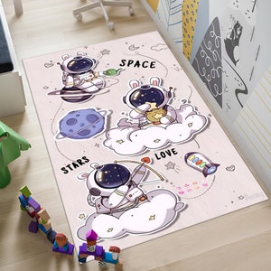 Astronaut Rug,Space Rug,Soft Rug,Cute Rug,Space Decor,Nursery Rug,Boys Room Rug,Custom Rug,Gift for Kids,Personalized Gifts,Area Rugs