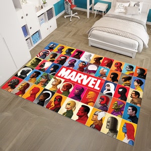 Marvel,Marvel Characters Rug,Movie Rug,Fantastic Rug,Movie Decor,Colorful Rug,Hypebeast Rug,Unique Rug,Area Rug,Kids Room Rug,Gifts for Him