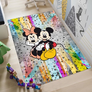 Mickey Mouse Rug,Minnie Mouse Rug,Children&#39;s Rug,Colorful Cartoon Rug,Custom Rug,Nursery Rug,Cute Rug,Area Rugs,Nursery Decor,Gift for Kids