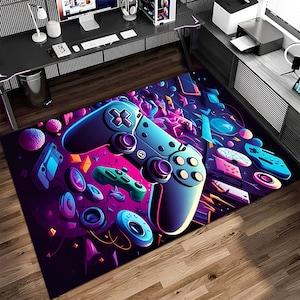 Game Console Rug,Gamer Rug,Gaming Rug,Game Rug,Colorful Rug,Play Room Rug,Game Decor,Custom Rug,Awesome Rug,E-Sport Rug,Area Rug,Gaming Gift