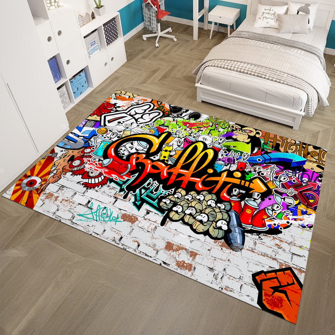 Graffiti Rug,pop Art Rug,colorful Rug,unique Rug,street Art Rug,game ...