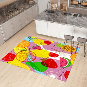 Fruit Pattern Rug,Abstract Rug,Colorful Rug,Kitchen Rug,Runner Rug,Kitchen Mat,Modern Rug,Area Rugs,Custom Rug,Fruit Decor,Housewarming Gift
