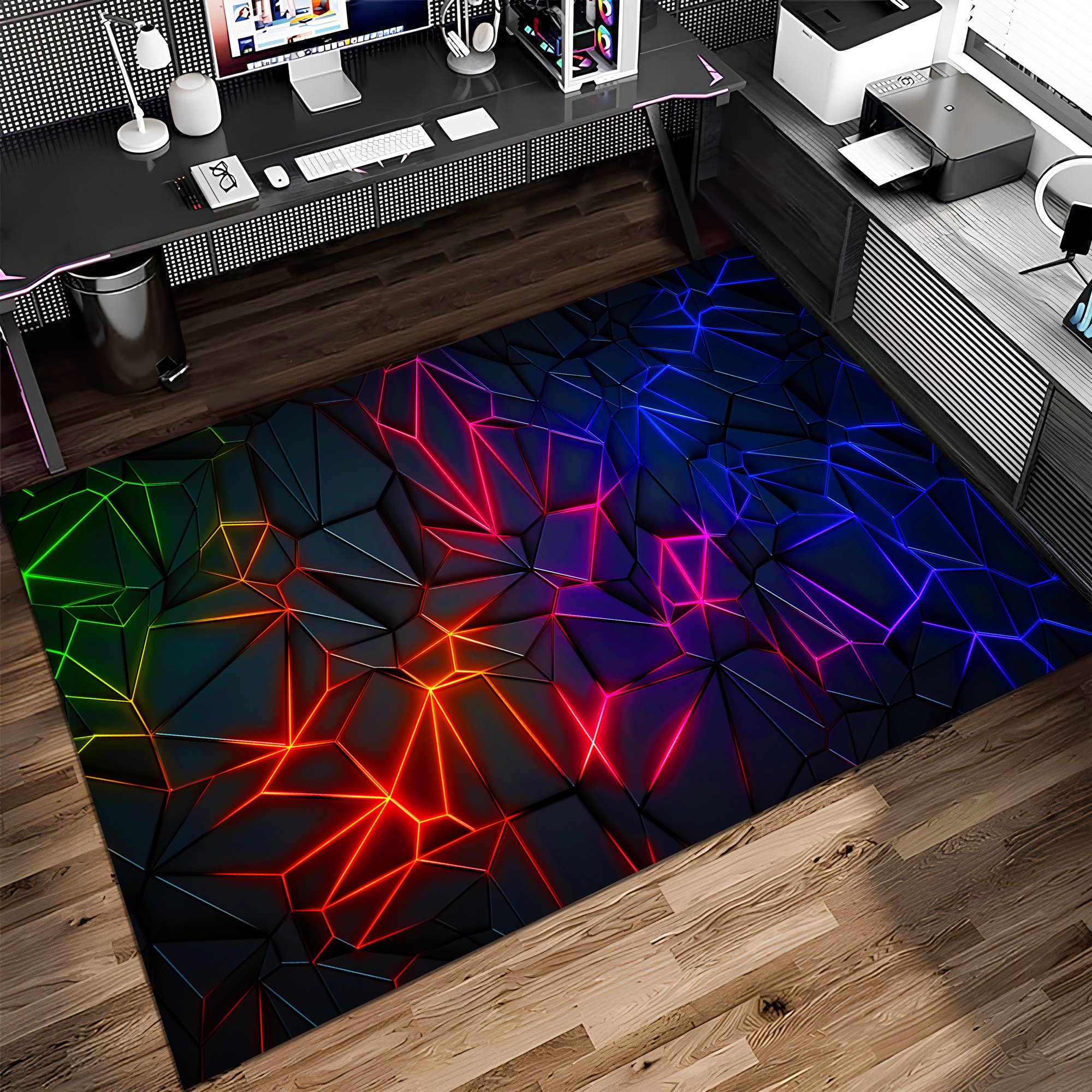 Geometric Gaming Rug Geometric Rug,gamer Rug,gaming Rug,game Rug,colorful Rug,play Room Rug ...
