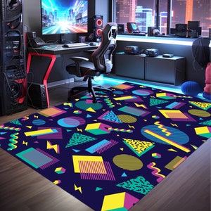 Arcade Rug,Retro Rug,Gamer Rug,Gaming Rug,Game Rug,Geometric Rug,Colorful Rug,Play Room Rug,Custom Rug,E-Sport Rug,Area Rug,Gaming Gifts
