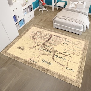 Alfombra de ESDLA, alfombra con mapa de la Tierra Media, alfombra con mapa de ESDLA, alfombra con mapa, alfombra increíble, alfombra única, alfombra fantástica, decoración de películas, alfombra de área, alfombra para habitación de niños, regalos para ella