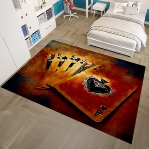Speelkaartenkleed, pokerkaart, tapijt, casinotapijt, gamekaarten, gametapijt, aangepast tapijt, Hypebeast-tapijt, vloerkleed, gepersonaliseerd tapijt, speelkleed, cadeau voor haar