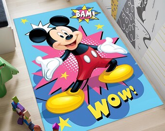 Micky Maus Teppich,Babyzimmer Teppich,Pop Art Teppich, Kinder Teppich, Bunter Teppich,Kinderzimmer Teppich,Kinderzimmer Dekor,Geschenk für Kinder