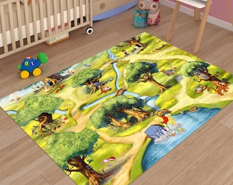 Winnie The Pooh Rug,Child Rug,Kids Rug,Colorful Rug,Custom Rug,Nursery Rug,Cute Rug,Area Rug,Kids Room Rug,Nursery Decor,Gift for Kids