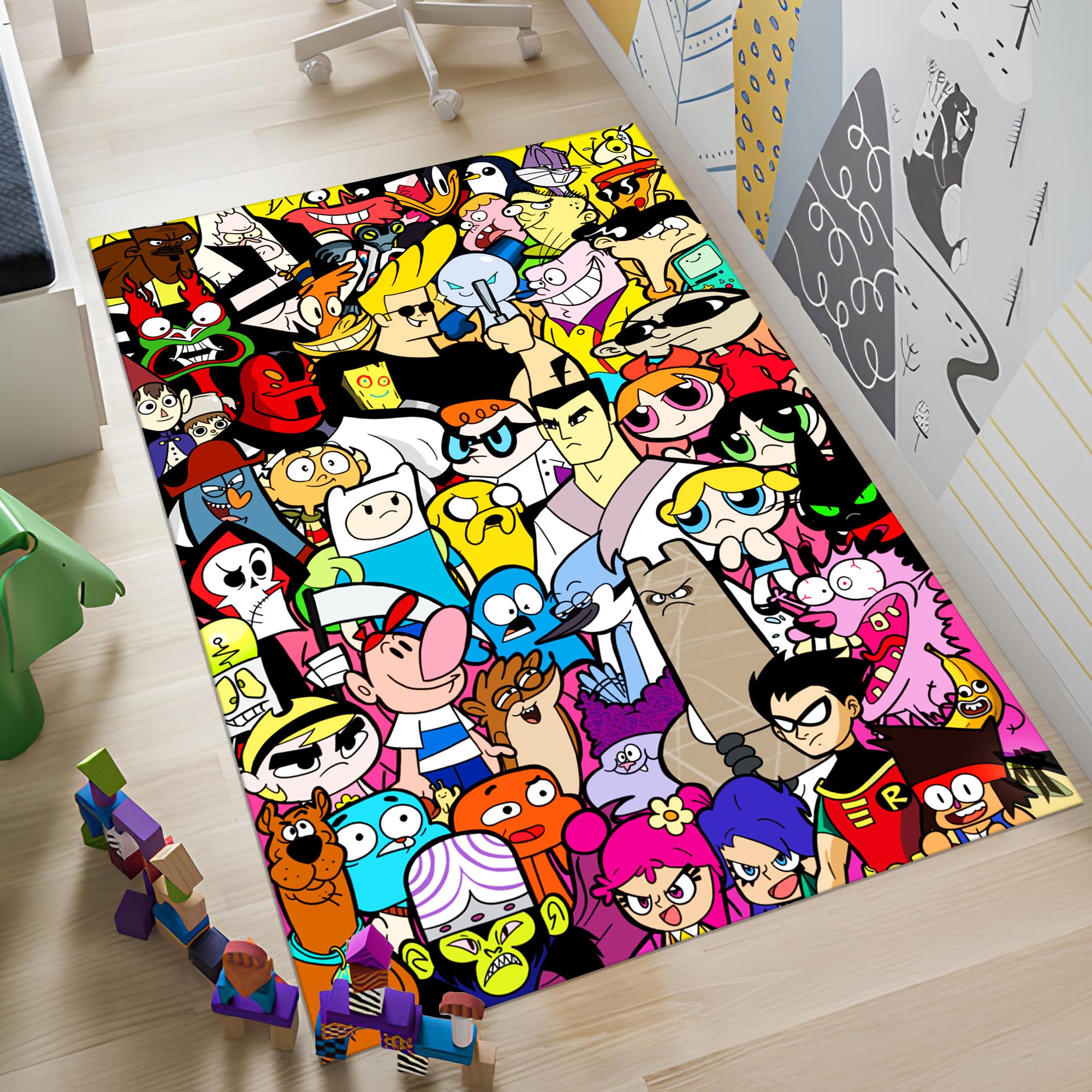 Esty Rugs Characters Cartoon Characters Rug,colorful Rug,kids Rug,custom Rug,nursery Rug ...