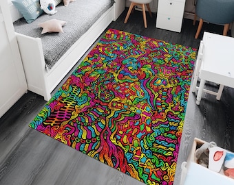 Alfombra psicodélica, alfombra artística, alfombra artística, alfombra psicoactiva, alfombra alucinante, alfombra colorida, alfombra personalizada