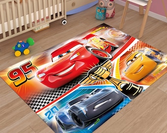 McQueen Rug,Cars Rug,Kids Rug,Colorful Rug,Custom Rug,Nursery Rug,Customized Rug,Cute Rug,Area Rug,Kids Room Rug,Nursery Decor,Gift For Kids