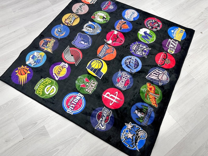 Dywan do koszykówki, dywanik drużyny NBA, dywanik do pokoju chłopców, dywanik sportowy, dywanik do pokoju dziecięcego, dywan niestandardowy, dywan Hypebeast, dywanik, spersonalizowany dywan, unikalny dywan, prezent dla niego zdjęcie 4