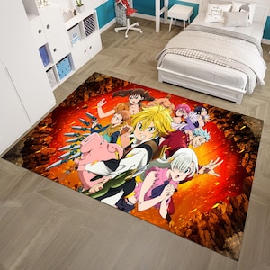 Mixed Anime Rug, Manga Rug,Kawai Rug,Cool Rugs,Colorful Rug,Fantastic Rug,Anime Rug,Anime Decor,Nursery Rug,Custom Rug,Area Rug,Gift for Her