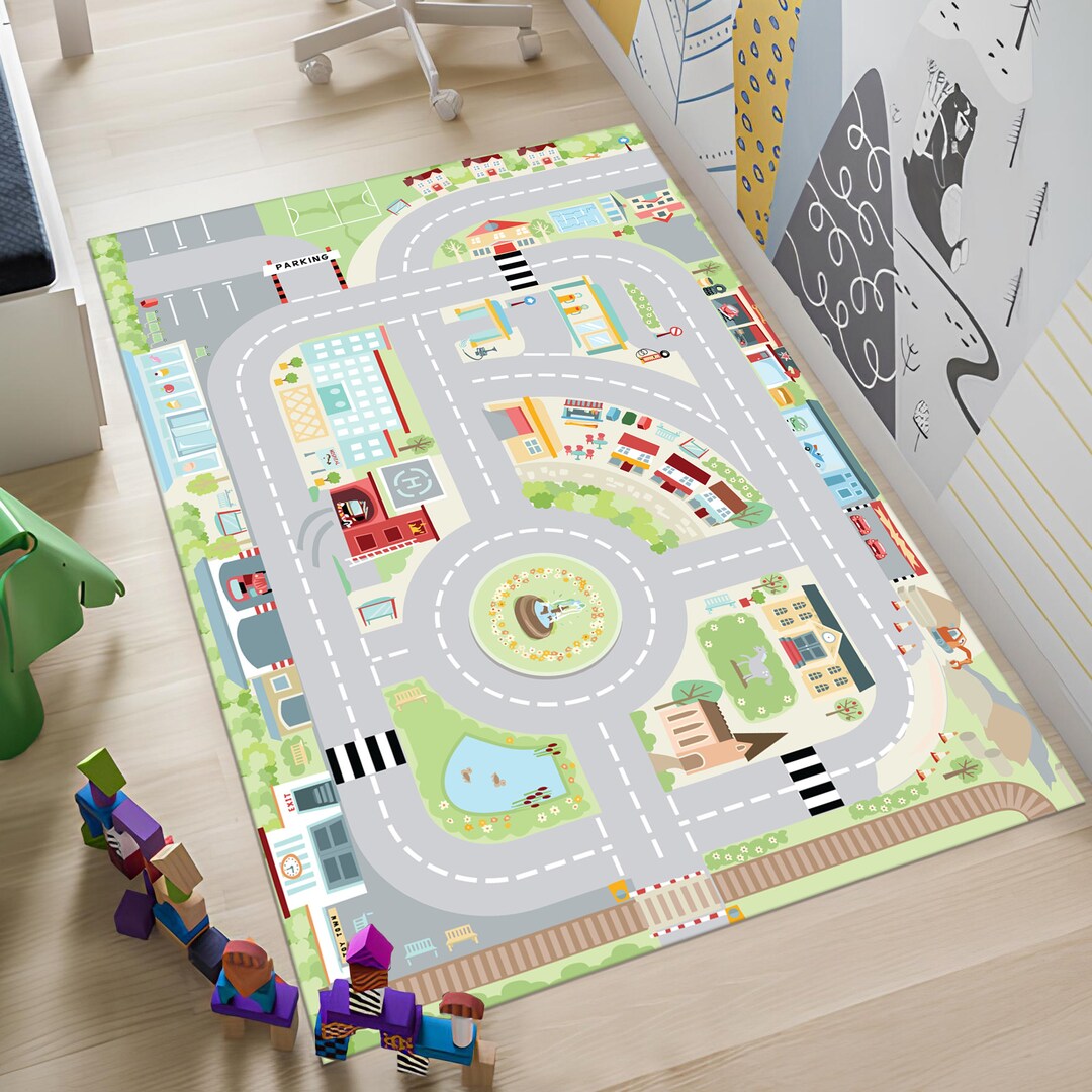 City Child Map Rug City Map Rug,play Rug,play Decor,fun Rug,kids Rug,nursery Decor,gift ...