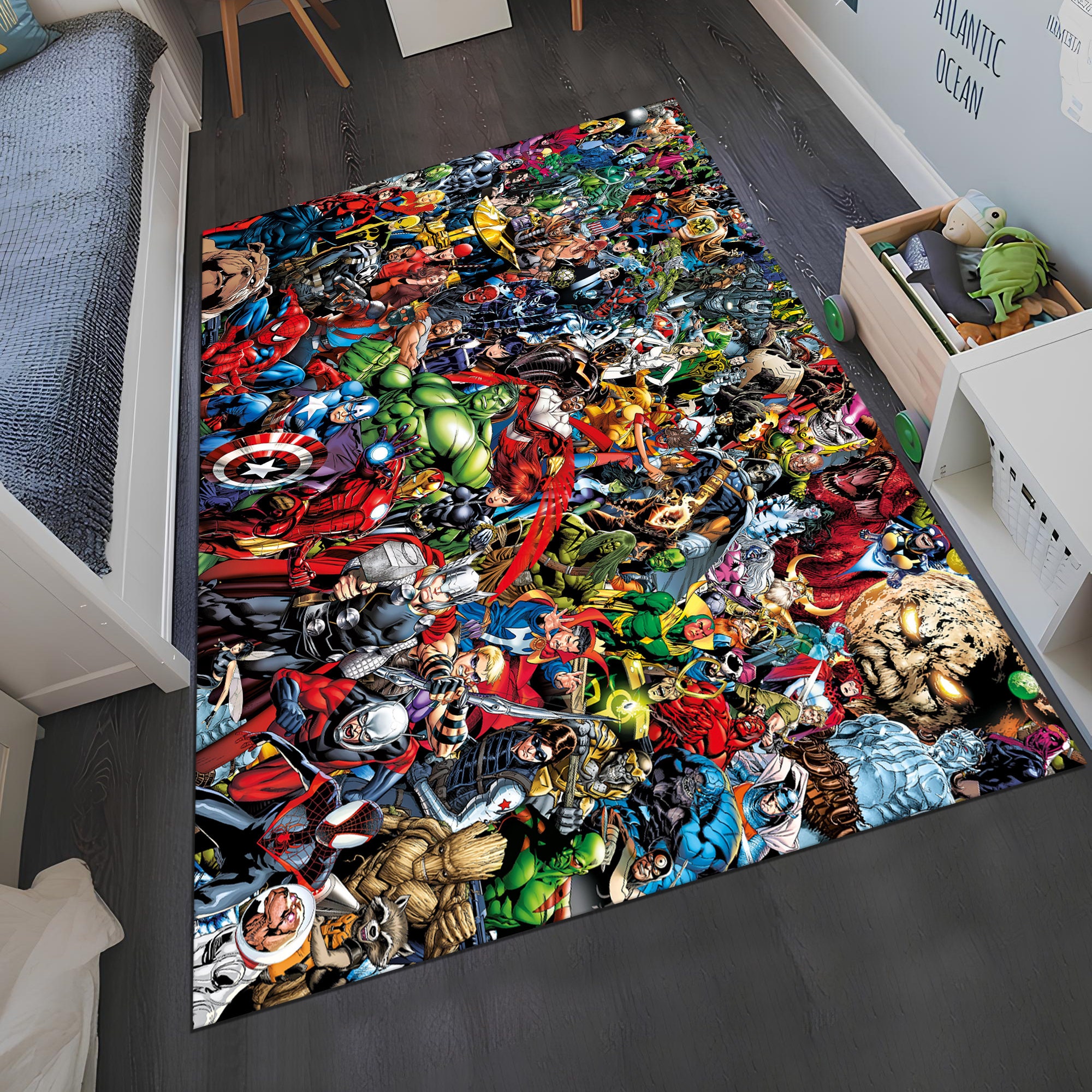 Discover Marvel,Marvel Characters Rug,Movie Rug,Fantastic Rug,Movie Decor,Colorful Rug,Hypebeast Rug,Unique Rug,Area Rug,Kids Room Rug,Gifts for Him