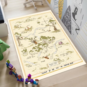 Tapis Winnie l'ourson, tapis carte Winnie, tapis carte, tapis dessin animé, tapis coloré, tapis pour chambre d'enfant, décoration de chambre d'enfant, tapis de chambre à coucher, décoration d'enfants, tapis personnalisé, carpette