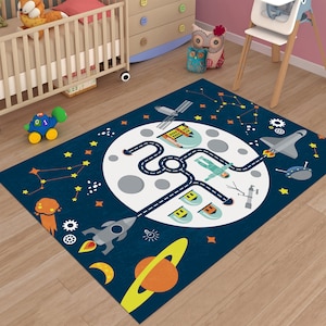 Space Rug,Planet Rug,Rocket Rug,Colorful Rug,Cute Rug,Space Decor,Nursery Rug,Kids Rug,Custom Rug,Gift for Kids,Personalized Rug,Area Rug