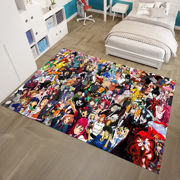 Mixed Anime Rug,Manga Rug,Kawai Rug,Cool Rugs,Colorful Rug,Fantastic Rug,Anime Rug,Anime Decor,Nursery Rug,Custom Rug,Area Rug,Gift for Her