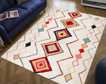 Boho Rug,Pattern Rug,Colorful Rug,Geometric Rug,Unique Rug,Modern Rug,Boho Decor,Area Rug,Rugs for Living Room,Runner Rug,Housewarming Gift