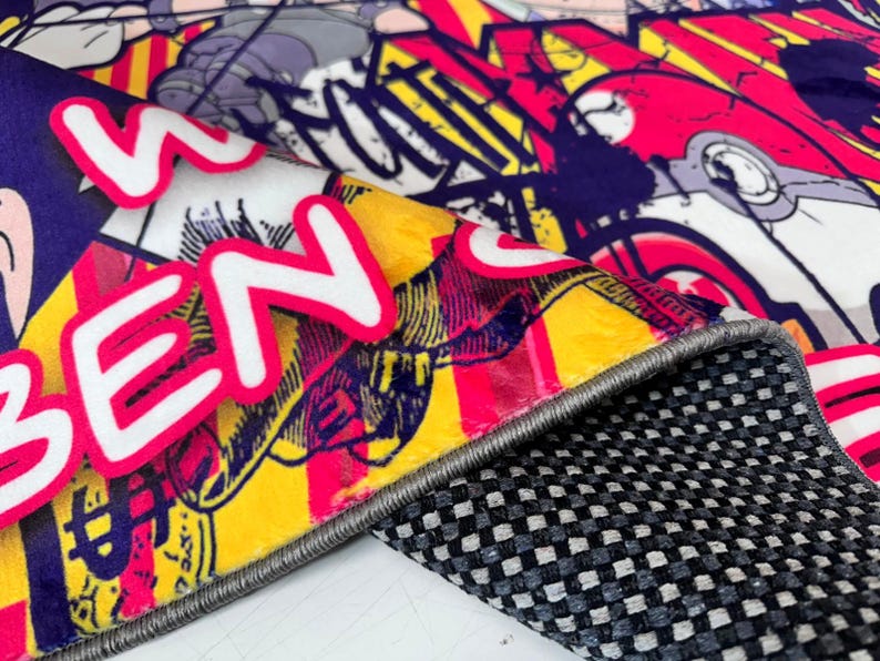 Pop Art Rug,Anime Rug,Graffiti Rug,Colorful Art Rug,Popular Rug,Unique Rug,Cool Rugs,Modern Rug,Custom Rug,Area Rugs,Kids Rug,Gifts for Her image 4