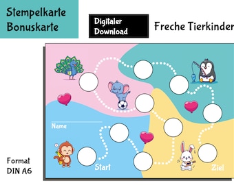 Tarjeta de sello PDF, tarjeta de gimnasia, tablero de recompensa infantil PDF, tarjeta de recompensa digital, tablero de recompensa, tarjeta de aprendizaje, descarga para imprimir, DIN A6