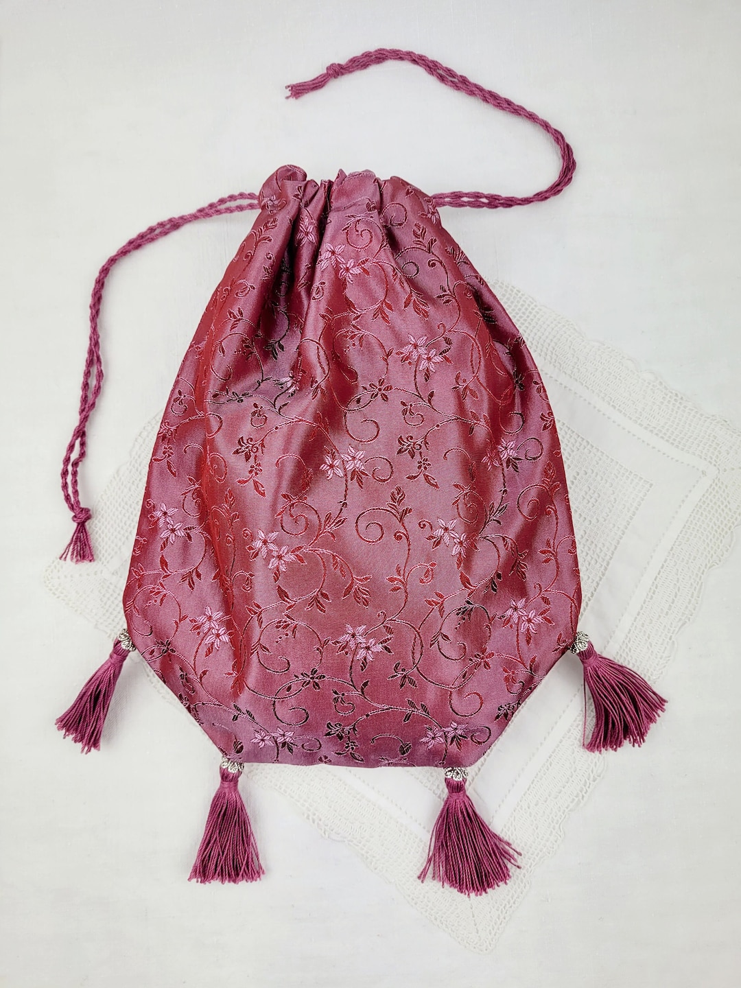 Silk Regency Reticule With 4 Handmade Tassels - Etsy