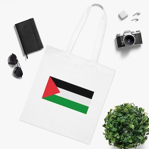 Palestine Flag Cotton Tote Bag: Middle Eastern Market Bag
