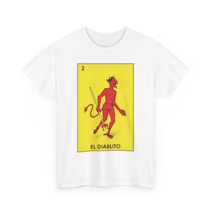 Mexican Lottery Diablito T-Shirt, Mexican Bingo Tee, Loteria Devil Shirt, Dia de los Muertos Top, Day of the Dead Graphic Tee, Unisex Cotton