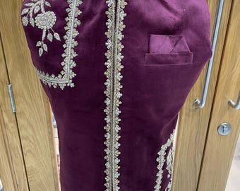 Negus White/Black Embroidered Coat – Timeless Tradition in Red