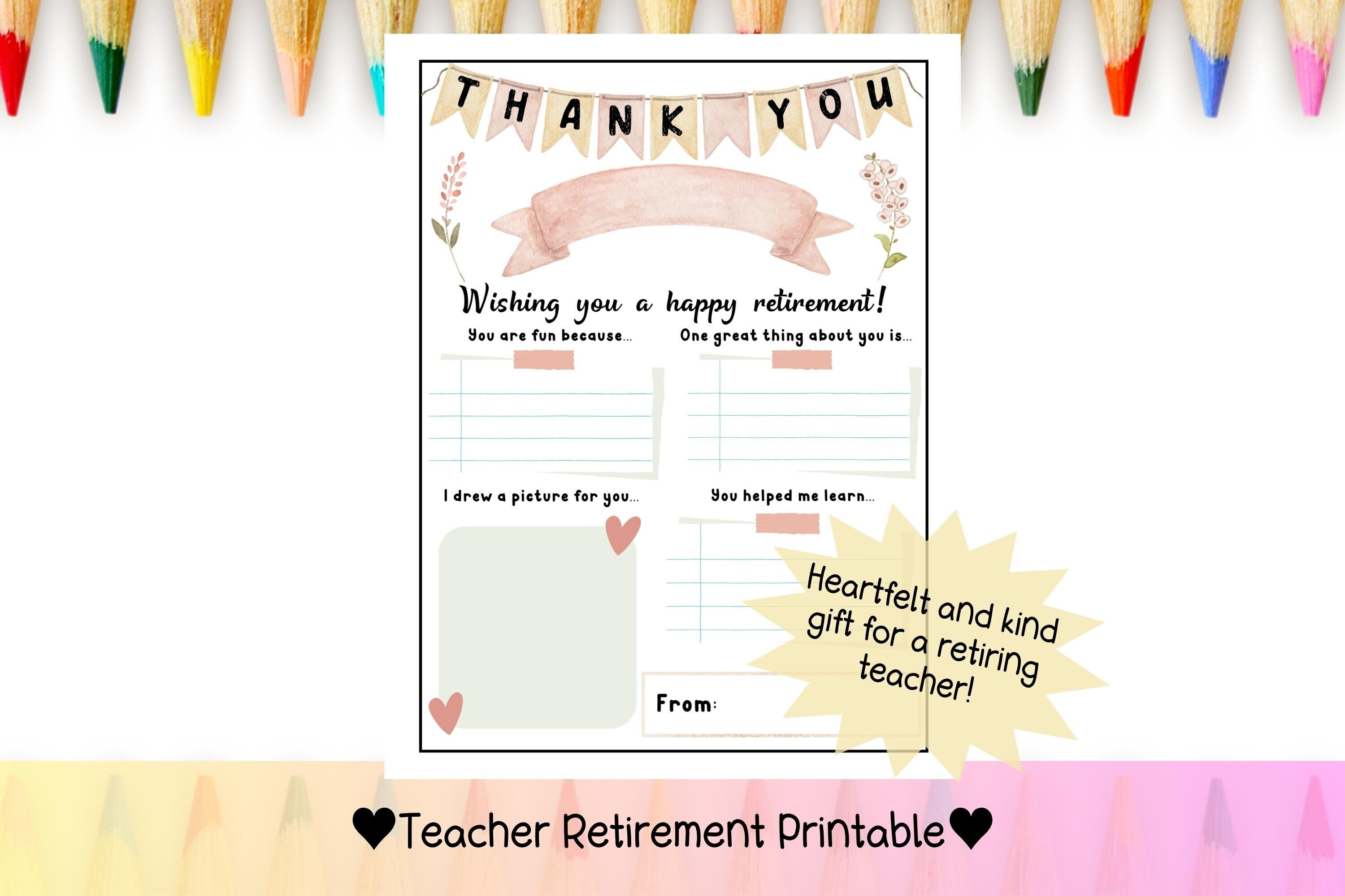 Teacher Retirement Printable Prek Teacher Retirement - Etsy