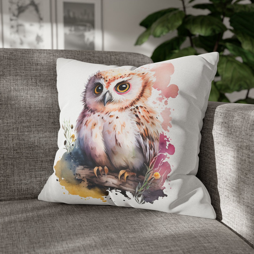 Nursery Animal Pillow Case Print, Baby Owl Pillow Case, Child's Decor