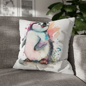 Nursery Animal Pillow Case Print, Baby Penguin Pillow Case, Child&#39;s Decor Pillow Case, Child&#39;s room Pillow, Penguin Gift for Penguin Lovers