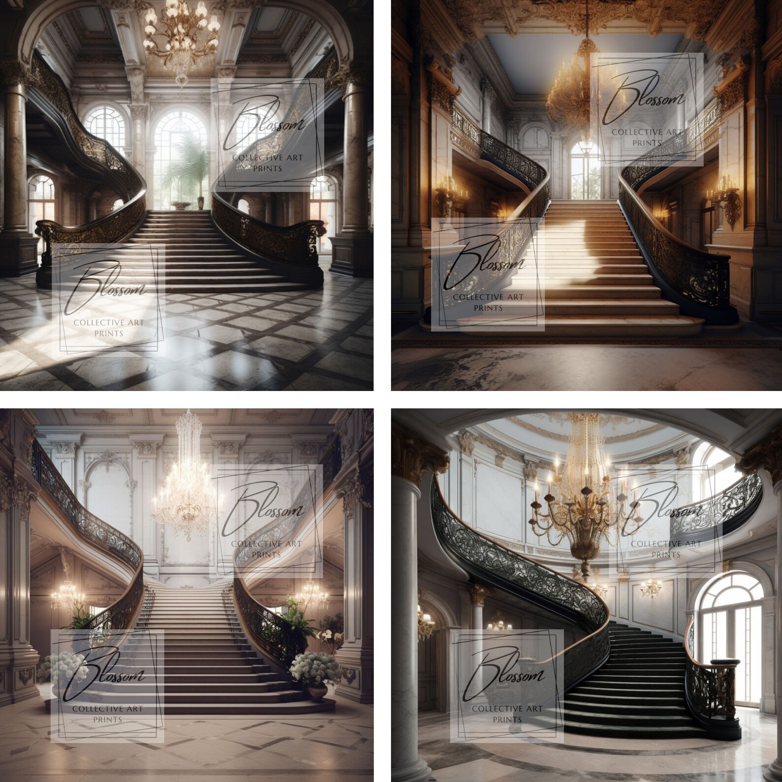 10 X Digital Backdrops, Classic Elegance Grand Staircases, Grand ...