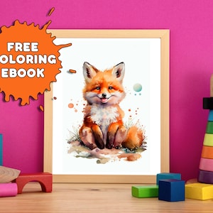 Fox Printable Wall Art Nursery Animal Wall Art Fox Wall Art Water Color Wall Art Children&#39;s Room Decor Wall Art, Nursery Prints