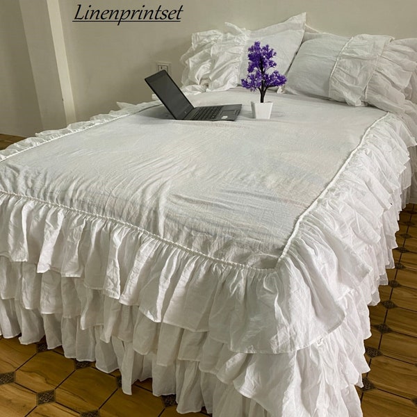 Frayed Ruffles Pure Linen Duvet Cover