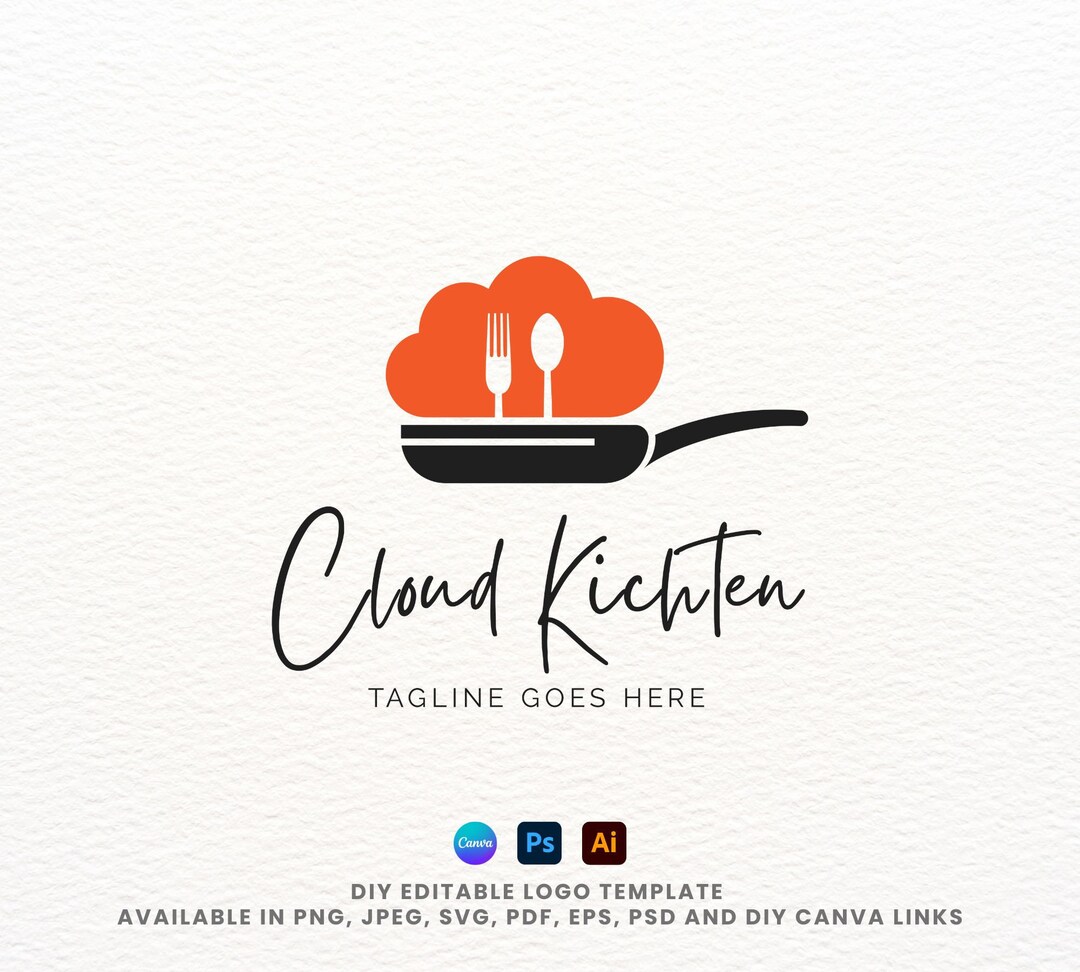 Chef Cooking Logo Design, Chef Clipart, Wok Pan Svg Silhouette, Fork &  Spoon Logo, Cloud Kitchen Logo, Bakery Logo, Culinary Restaurant Logo 