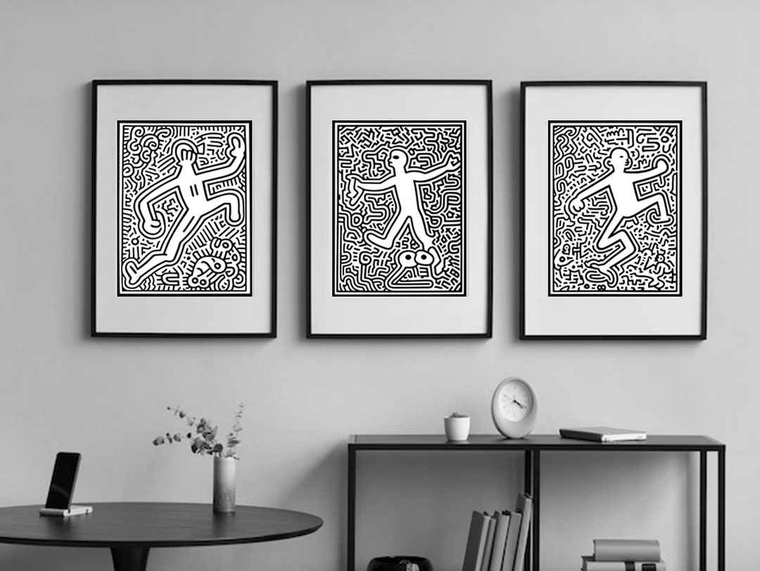 Collection Of 3 Iconic Pop Art Prints Bold Black And White Lines collection-of-3-iconic-pop-art-prints-bold-black-and-white-lines