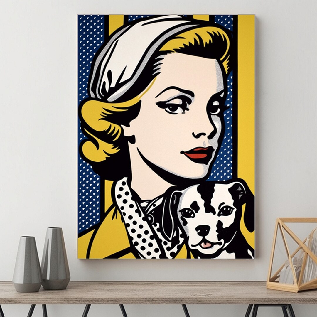 woman-with-little-dog-pop-art-print-colorful-comic-style-downloadable