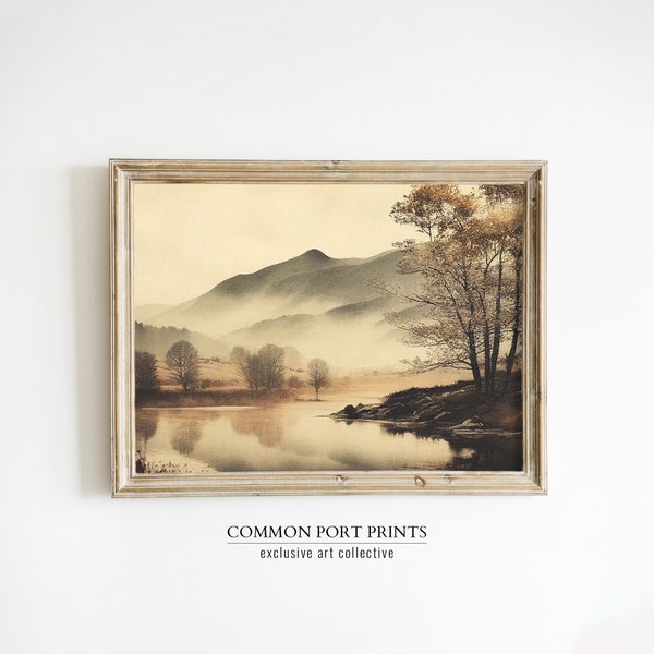 Smoky Mountains Landscape | Digital Download | Vintage Landscape Downloadable Print | Printable Country Landscape Oil Painting | 043