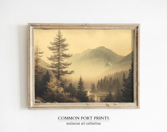 Smoky Mountains Landscape | Digital Download | Vintage Landscape Downloadable Print | Printable Country Landscape Oil Painting | 044